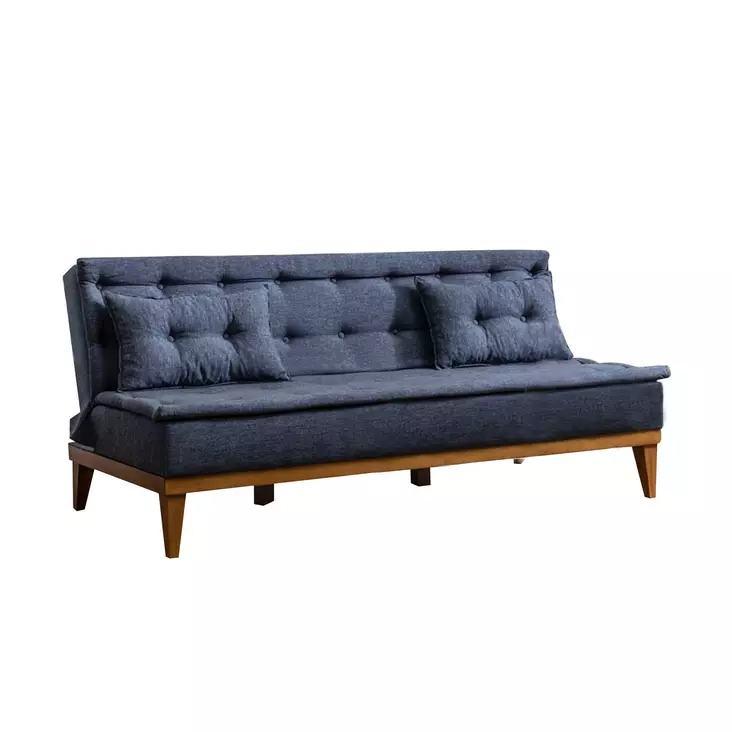3-sits bäddsoffa Atelier del Sofa Fuoco Mörkblå Linne 180x80x78 cm - Bäddsoffor - 8681875323849 - 1
