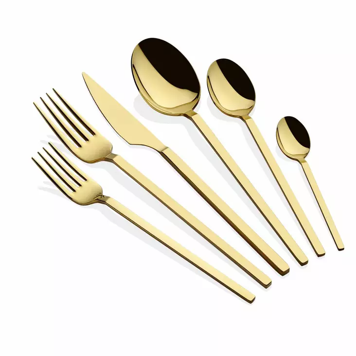 Bestickset Hermia Carre Guld Rostfritt Stål 36 Delar - Bestick och serveringsredskap - 8684283550449 - 1