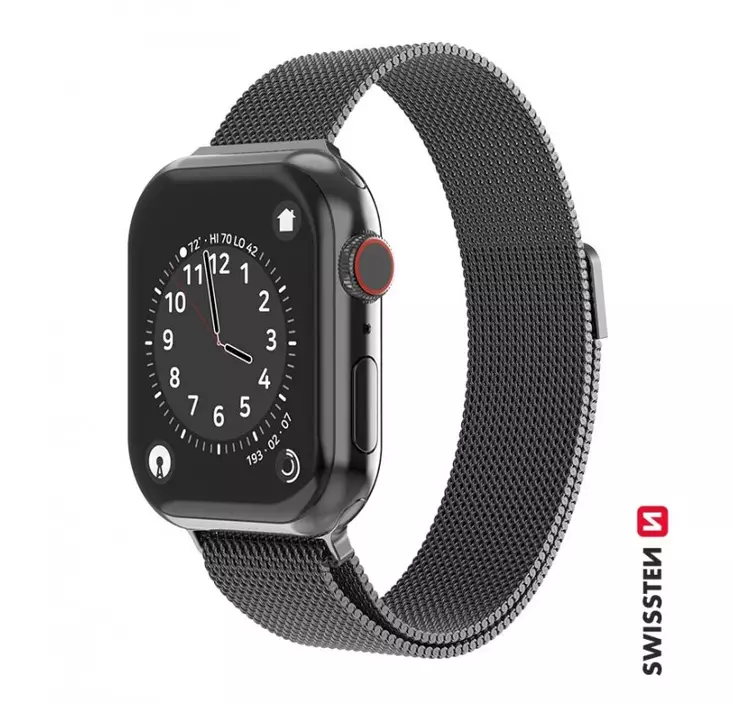 Apple Watch armband | Svart | 42-49 mm | Stål | Swissten - Smartklockor och aktivitetsmätare - 8595217477209 - 1