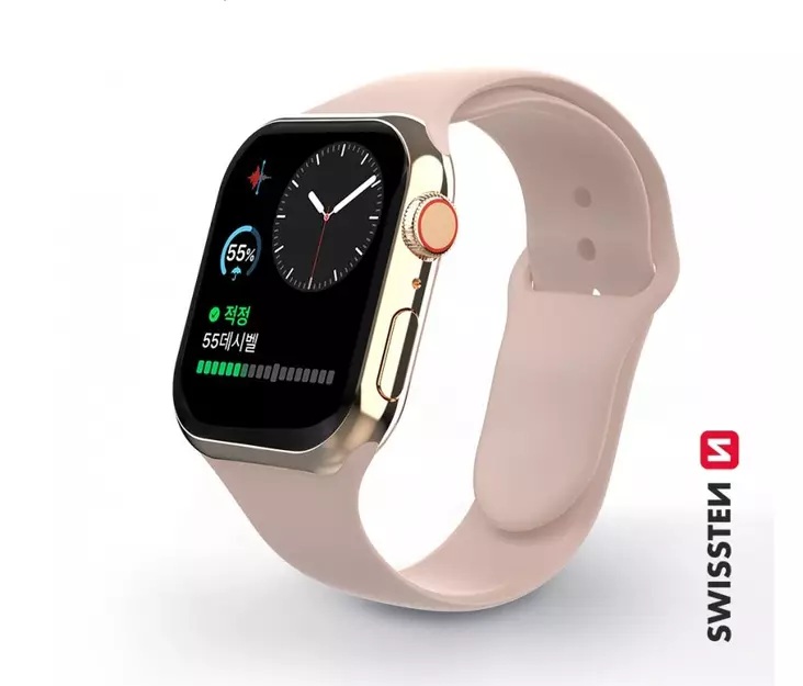 Apple Watch-armband | Rosa | 42-49 mm | Silikon | Swissten - Smartklockor och aktivitetsmätare - 8595217477179 - 1
