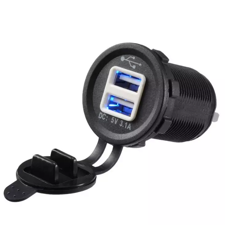 Latausportti USB py=C3=B6re=C3=A4 2x3.1A 12/24V - Andra biltelektrotillbehör - 6438014270869 - 1