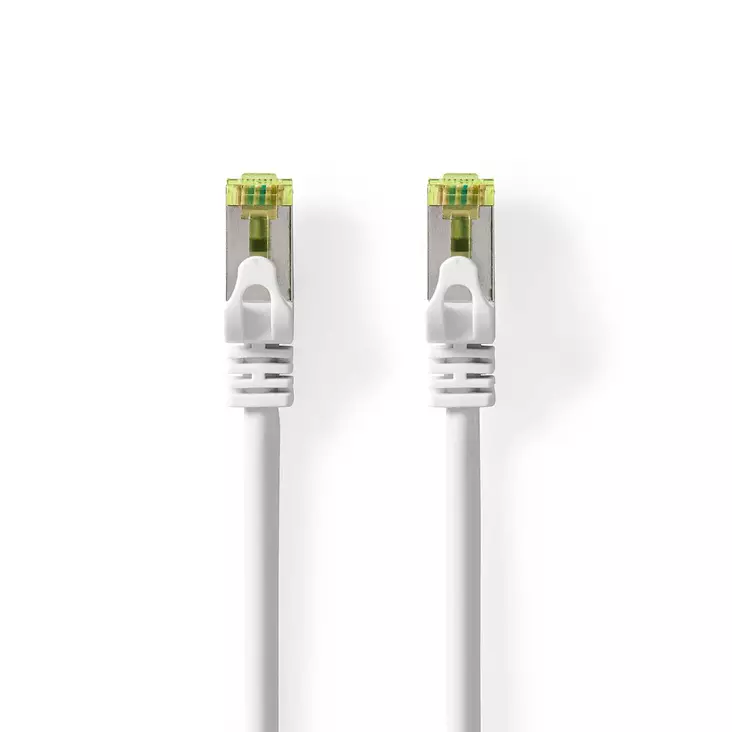 CAT7 nätverkskabel | S/FTP | RJ45 hane | RJ45 hane | 1.00 m | Snagless | Rund | LSZH | Vit | Label - Dator och nätverk - 5412810424399 - 1
