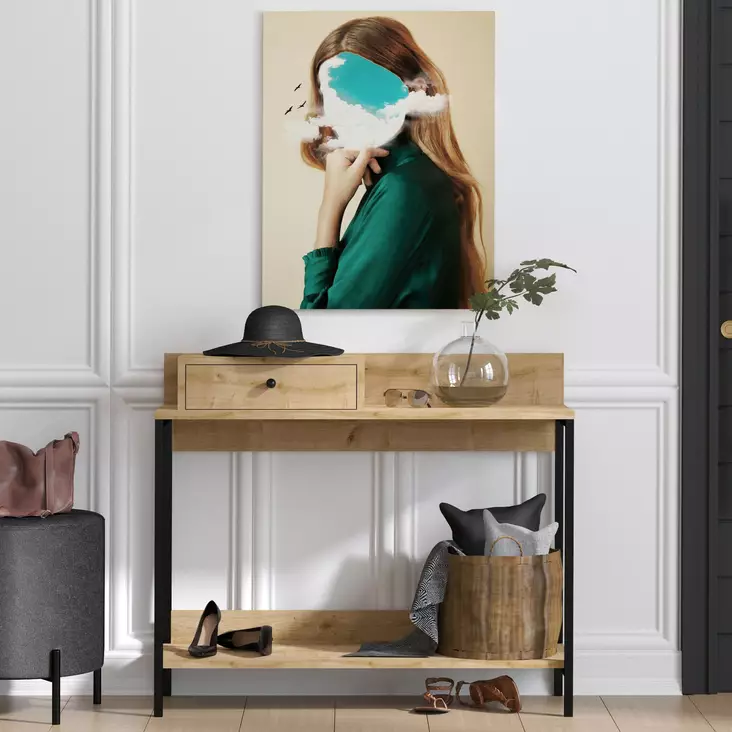 Byrå Hanah Home Alix Safir Ek Spånskiva 100x87x35 cm - Byråer och skåp - 8683342658119 - 1