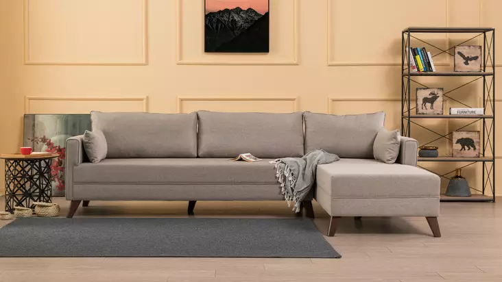 Hörnsoffa Atelier del Sofa Bella Cream Polyester 275x165x85 cm - Soffor - 8681875547719 - 1
