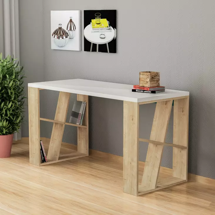 Skrivbord Hanah Home Honey Vit Ek Spånskiva 140x75x60 cm - Skrivbord - 8681875277029 - 1
