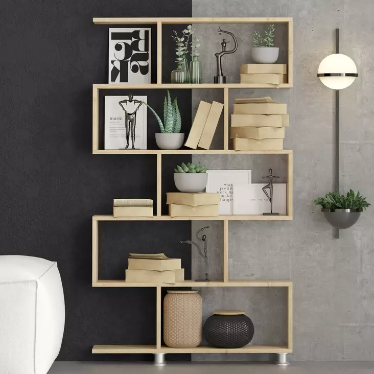 Bokhylla Hanah Home Nilüfer Ek Spånskiva 90x20x156 cm - Bokhyllor - 8682870869189 - 1