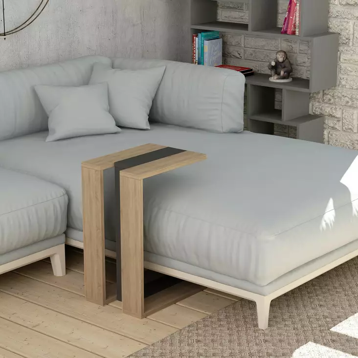 Sidobord, ek antracit, 30 cm x 57 cm x 40 cm, hållbart, stilrent, kompakt - Bord - 8681875277999 - 1