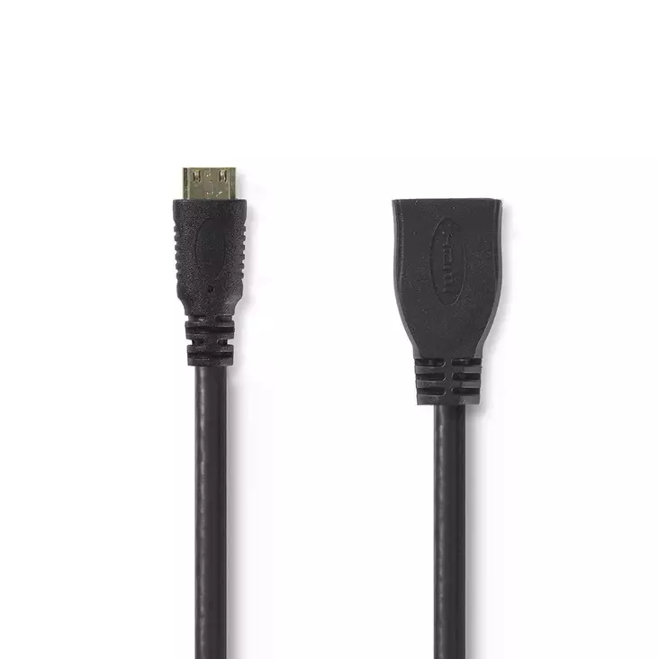 High Speed HDMI kabel med Ethernet | HDMI Mini kontakt | HDMI Utgång | 4K@30Hz | 10.2 Gbps | 0.20 m | Rund | PVC | Svart | Kuvert - HDMI-kablar - 5412810269709 - 1