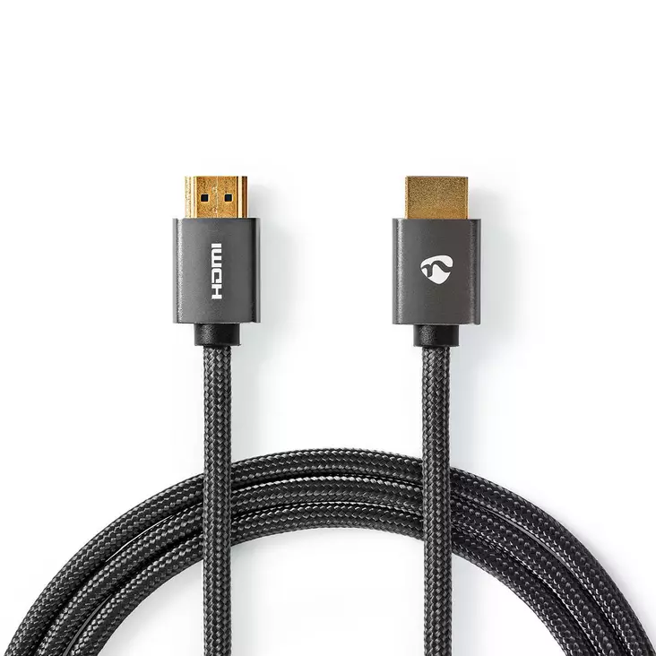 High Speed HDMI kabel med Ethernet | HDMI Kontakt | HDMI Kontakt | 4K@60Hz | ARC | 18 Gbps | 2.00 m | Rund | Bomull | Grått Med Metall | Kartong med täckt fönster - HDMI-kablar - 5412810318889 - 1