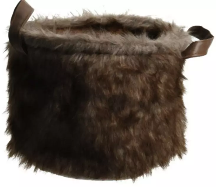 Kori tekoturkis kahvoilla koko S ruskea - Förvaringslådor och korgar - 8719987896989 - 1