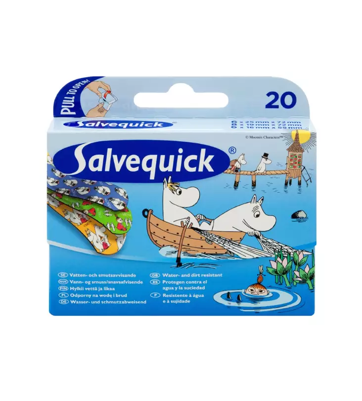 Plåster Salvequick Mumin 20 st - Första hjälpen-utrustning - 676-5035-99 - 1