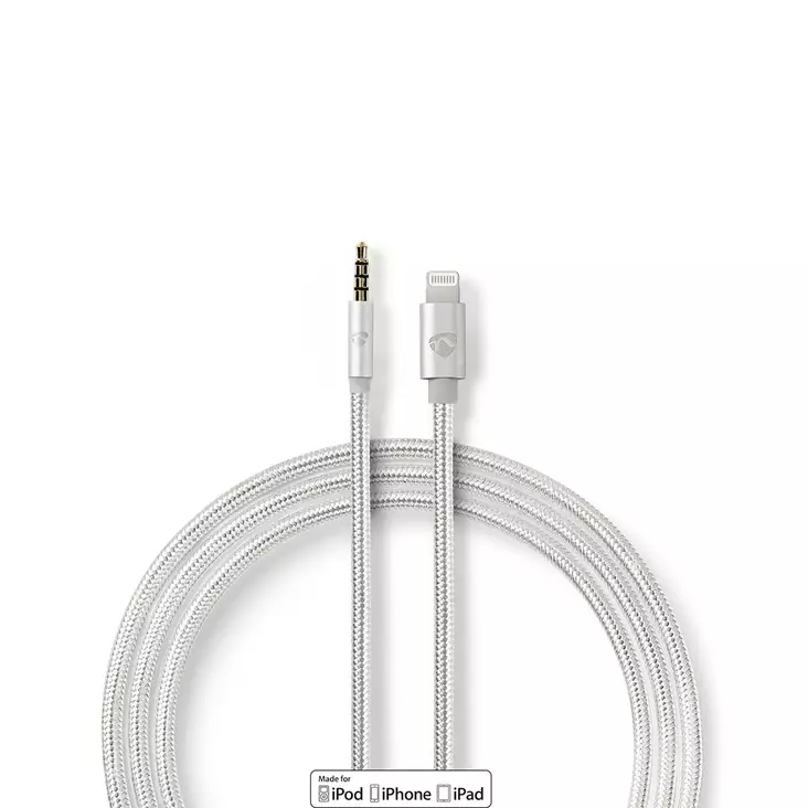 Lightning Adapter | Apple Lightning, 8-stifts | 3.5 mm Hane | Guldplaterad | 1.00 m | Rund | Nylon | Kartong med täckt fönster - Blixtkablar - 5412810313099 - 1