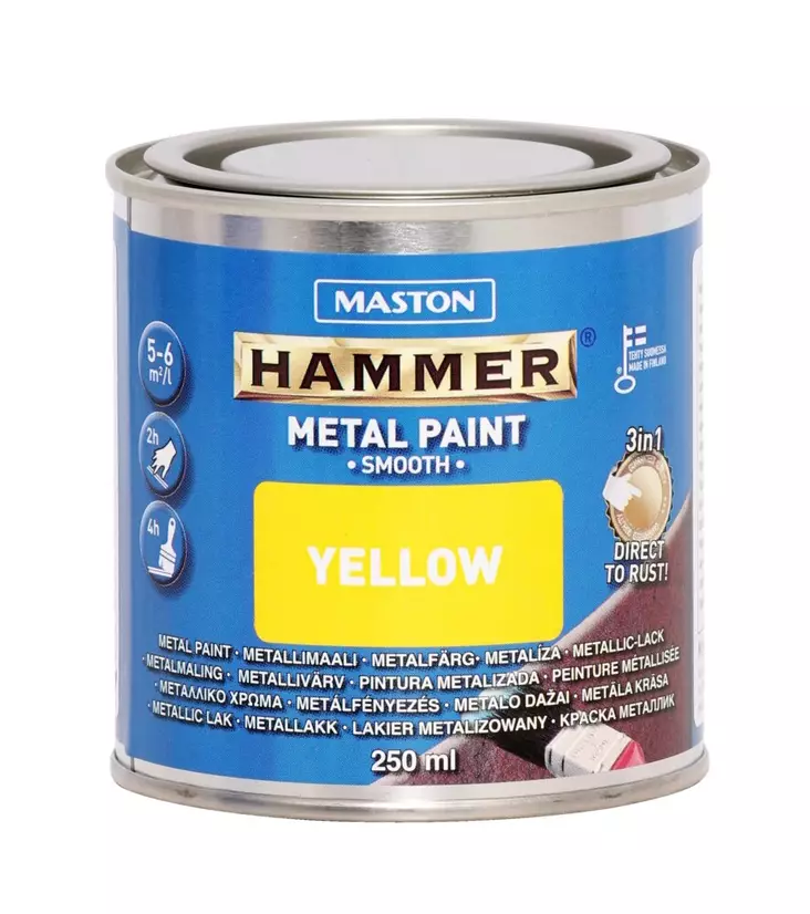 Metallimaali Maston Hammer sile=C3=A4 keltainen 250ml - Metall- och möbelmålningar - 6412498860099 - 1
