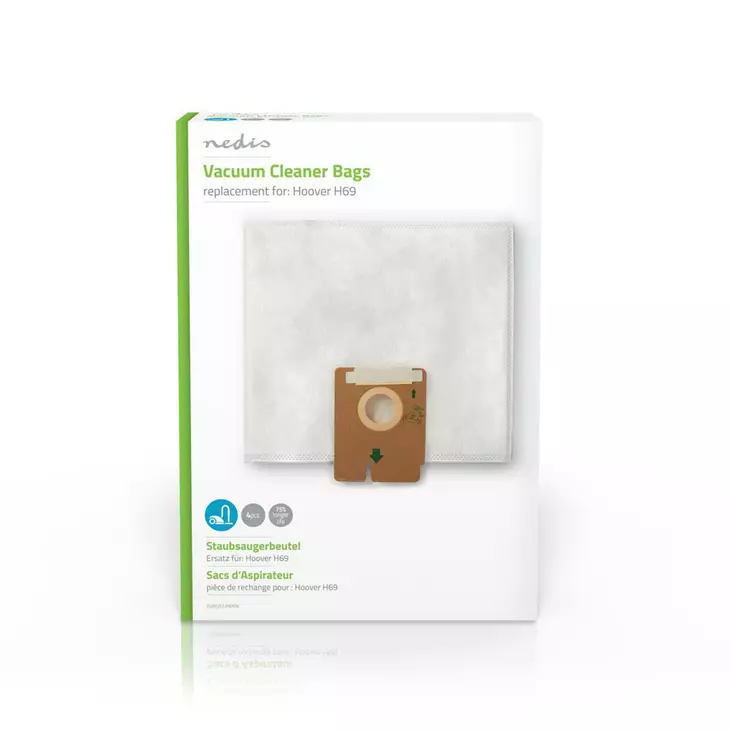 Dammsugarpåse | 4 st. | Syntetisk | Säljs mest för: Hoover H69 | Vit - Dammsugarpåsar - 5412810285389 - 1