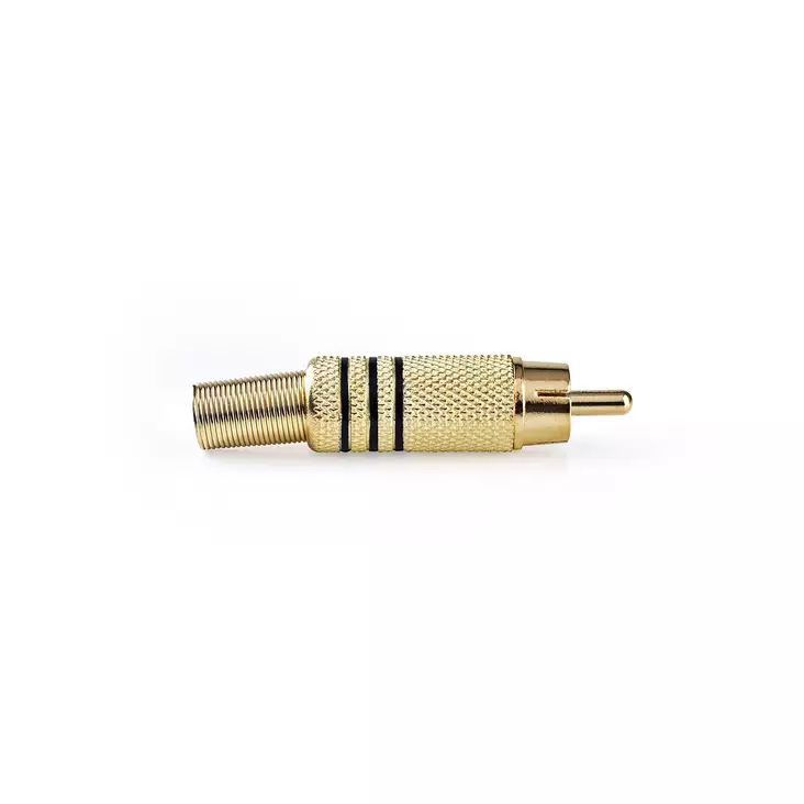 RCA Connector | Rak | Hane | Guldplaterad | Löda | Kabel input diameter: 7.0 mm | Metall | Svart | 10 st. | Kuvert - Ljudkontakter och pluggar - 5412810283279 - 1