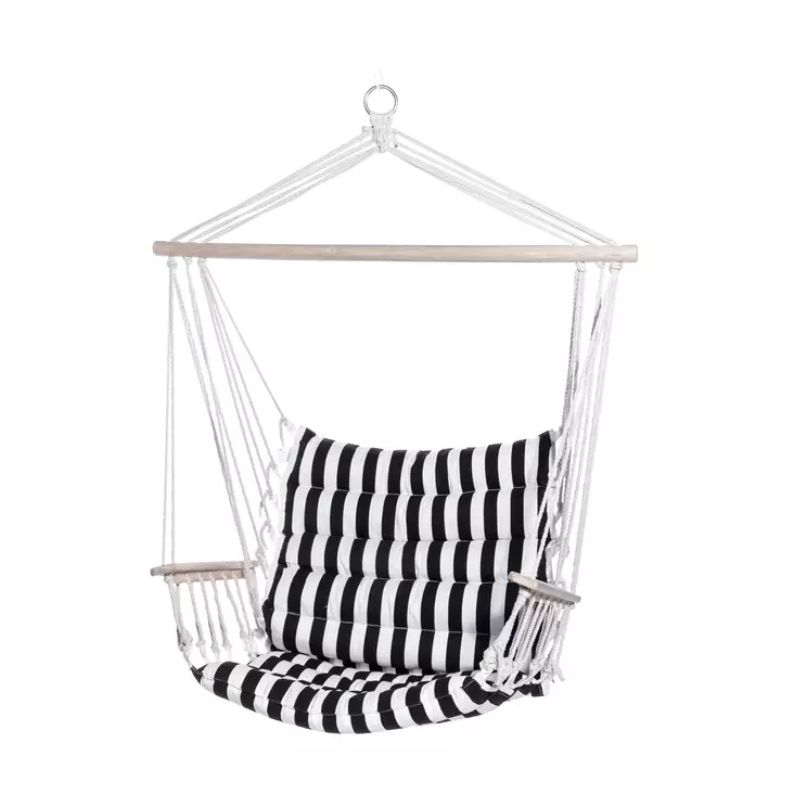 Riippuistuin 100 x 55 cm musta-valkoinen raitakuosi - Trädgårdsgungor och hängstolar - 6410412512369 - 1