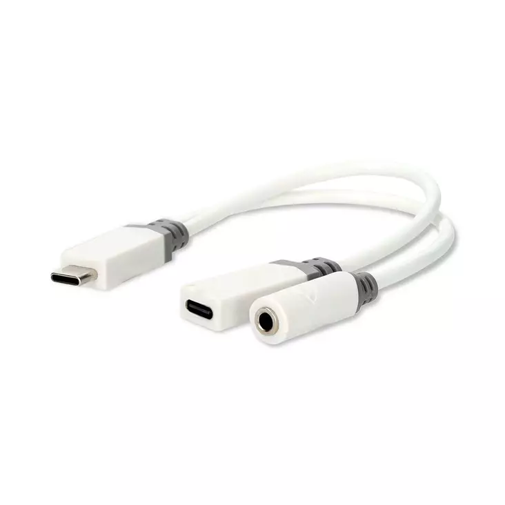 USB-C Adapter | USB 2.0 | USB-C Hane | USB-C Hona / 3.5 mm Hona | 0.10 m | Rund | Guldplaterad | PVC | Vit | Låda - Dator och nätverk - 5412810419289 - 40