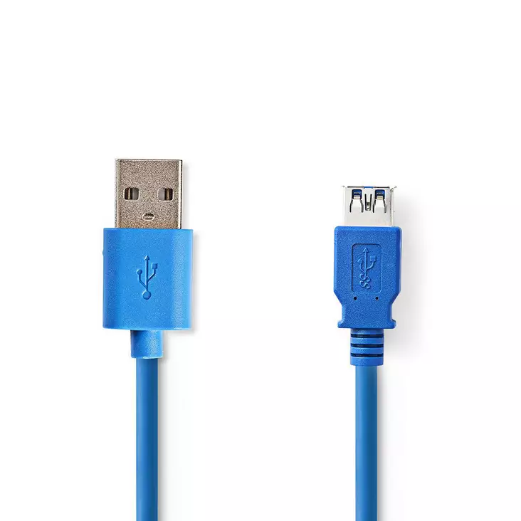 USB-kabel | USB 3.2 Gen 1 | USB-A Hane | USB-A Hona | 5 Gbps | Nickelplaterad | 2.00 m | Rund | PVC | Blå | Låda - Dator och nätverk - 5412810289059 - 1
