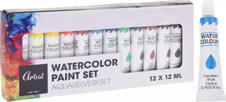Vesiv=C3=A4risetti 12 ml 12 kpl - Vattenfärger - 8719202815429 - 1