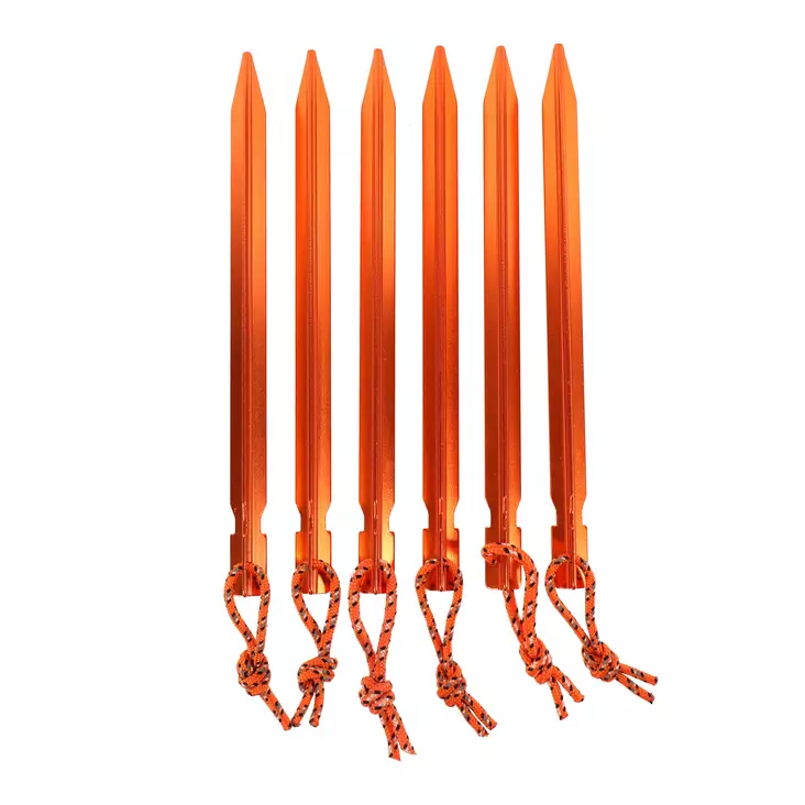Telttakiila alumiini 6 kpl oranssi Retki - Ultrakevyt 12 g alumiininen telttakiila vetonarulla (18 cm) - Tält, skydd, hängmattor - 6418536024249 - 1