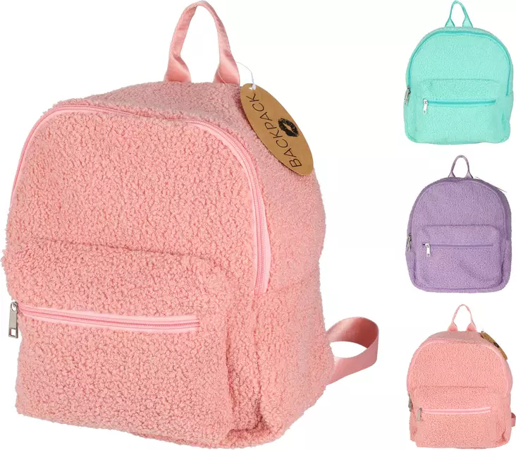 Mjuk Teddy-ryggsäck – en stilren och bekväm miniryggsäck i sherpatyg för vardag, skola och resa - Ryggsäckar och väskor - 8720573634229 - 1