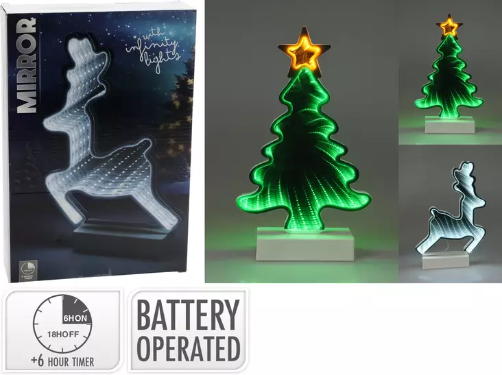 LED Spegelramsdekoration 26?cm – Julens Infinity Mirror?ljus, timer 6/18?h, batteridriven - Julbelysning - 8721037209489 - 1