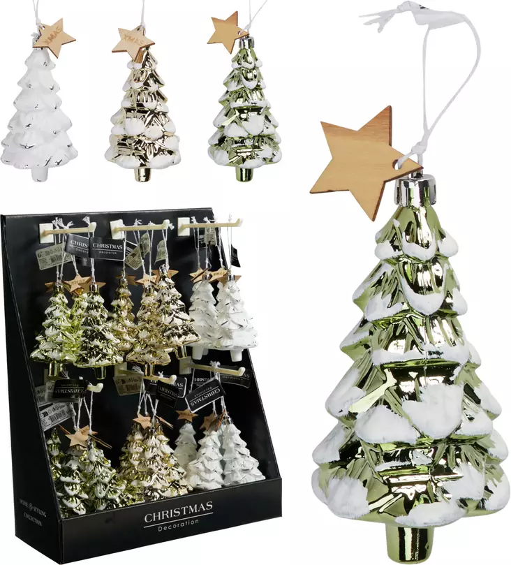 Julgransdekoration hängande trästjärna med glansig finish ger en festlig stämning i hemmet - Juldekorationer och textilier - 8721037499699 - 1