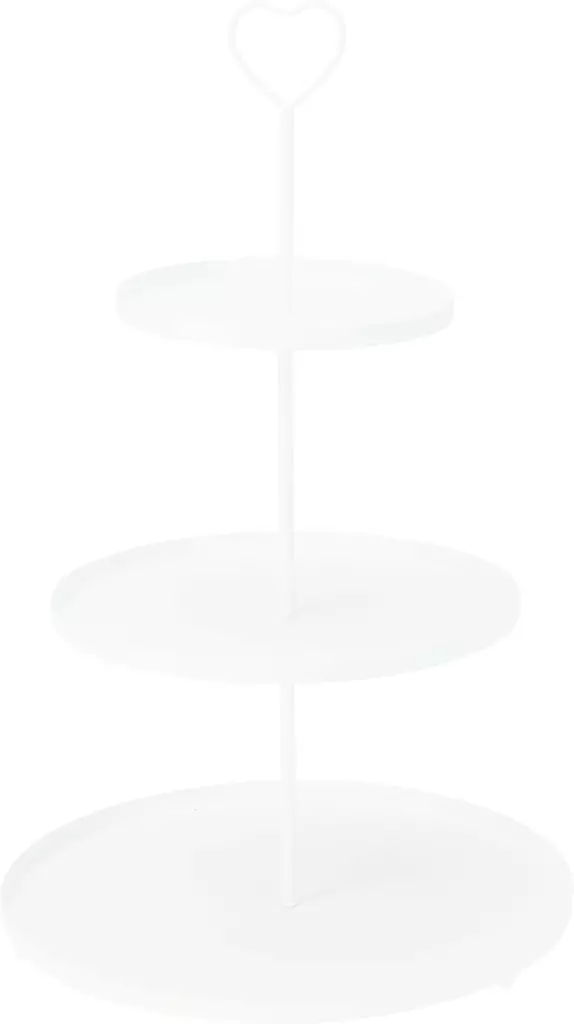 Tre-nivåers vit serveringsfat 30x30x48?cm – elegant metallställ för servering till fest och hem - Dekorationer, prydnadsföremål - 8721037516679 - 1