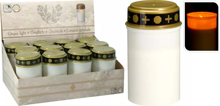 Batteridriven LED-gravljus med timer, varm orange ljus, vit kropp, dekorlock - LED-ljus och lyktor - 8721037535229 - 1