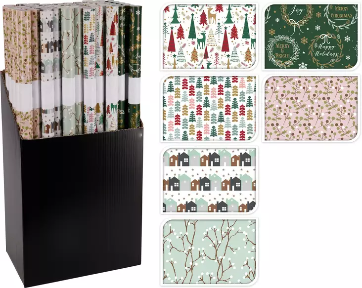 Julklappspapper 70x200?cm – Premiumkvalitet presentpapper med festliga pastellfärger och eleganta mönster - Förpackning och paketering - 8721037725569 - 1