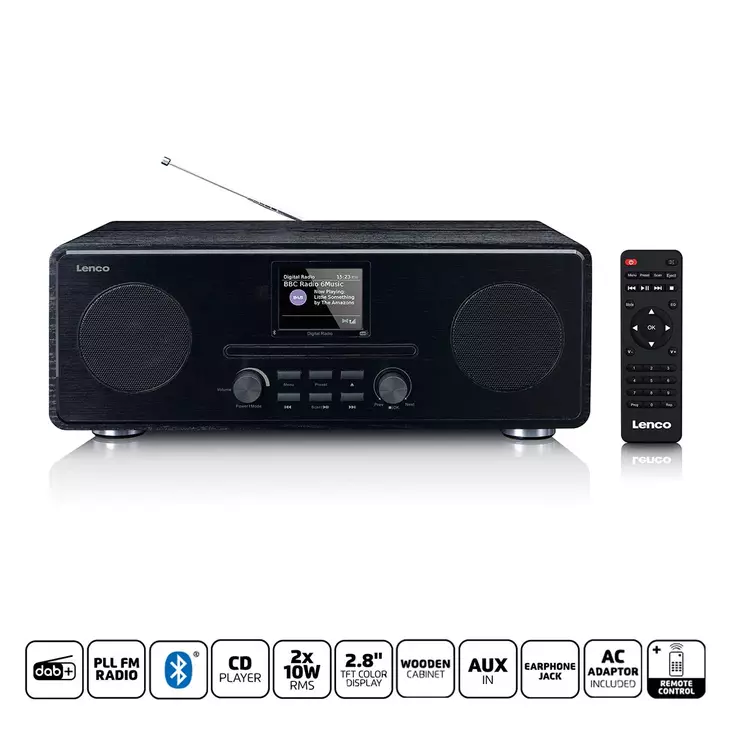 DAB+ FM-radio med CD MP3-spelare Bluetooth® Svart - Radioapparater - 8711902044819 - 1