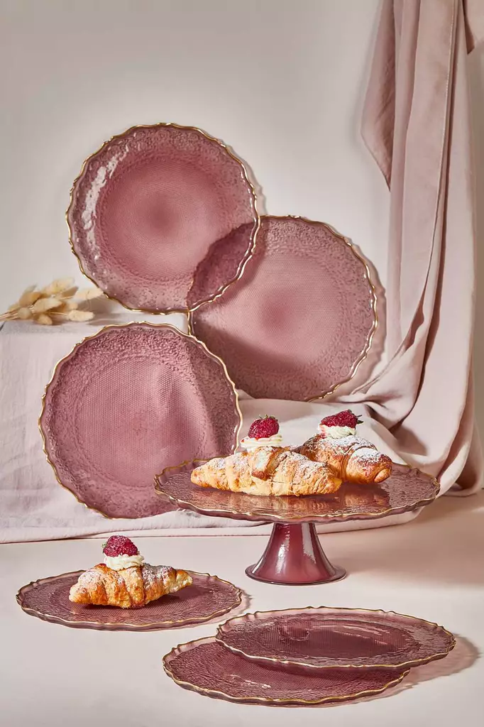 Assietter Set Hermia Damson Glas 7 Delar - Tallrikar - 8684283784509 - 1