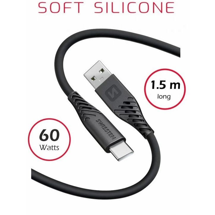 Datakaapeli USB / USB-C 1.5 M 60W - USB-C-kablar - 8595217481459 - 1