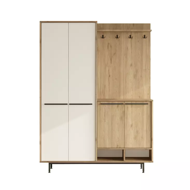 Hallmöbel Hanah Home OS1-SW Ek Vit Spånskiva 147,4x195,6x35,5 cm - Hallskåp - 8684283262779 - 1