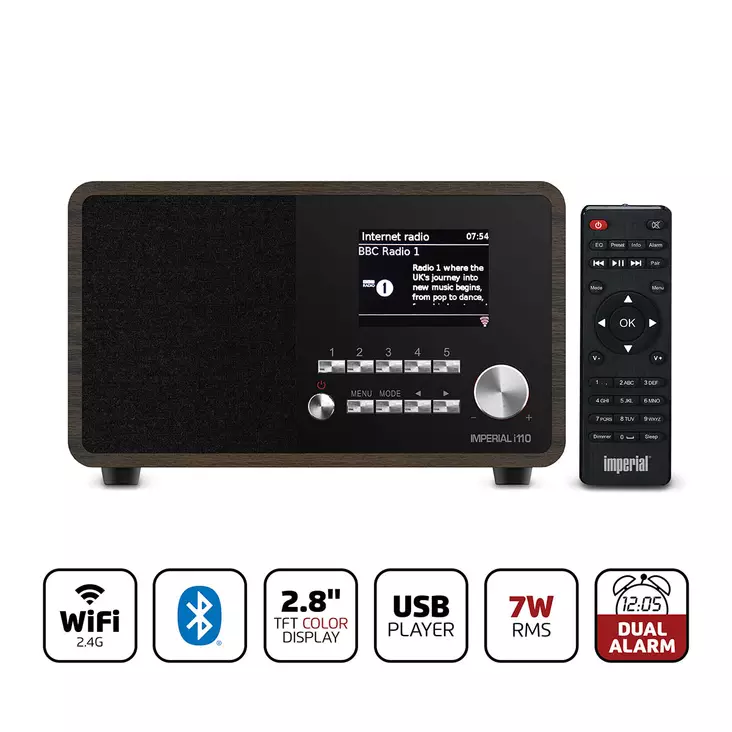I110 (V2) Wi-Fi Internet Radio med Media Player-funktion och Bluetooth® - Wood Look - Radioapparater - 4024035223209 - 1