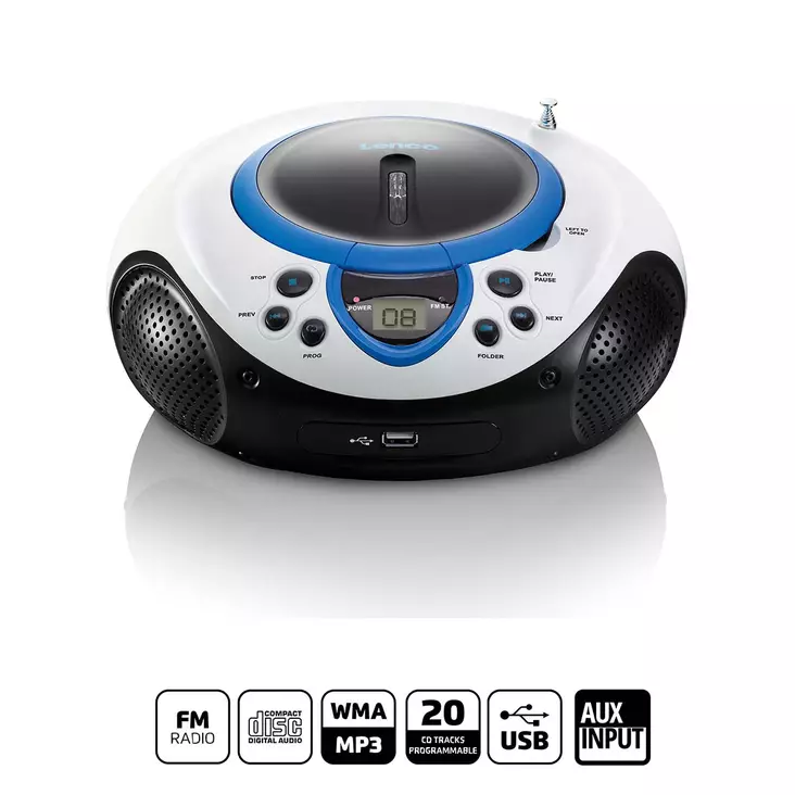 Bärbar FM-radio CD- och USB-spelare blå - Radioapparater - 8711902025689 - 1