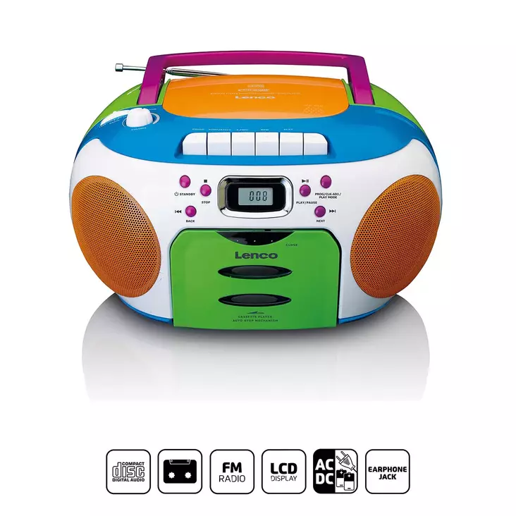Bärbar radio med CD och kassett Kids Multi Colour - Radioapparater - 8711902041719 - 1