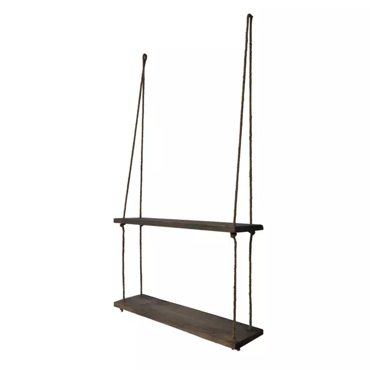 Vägghylla Hanah Home Aa042 V2 Valnöt Massiv Gran 60x60x14 cm - Vägghyllor - 8681875137019 - 1