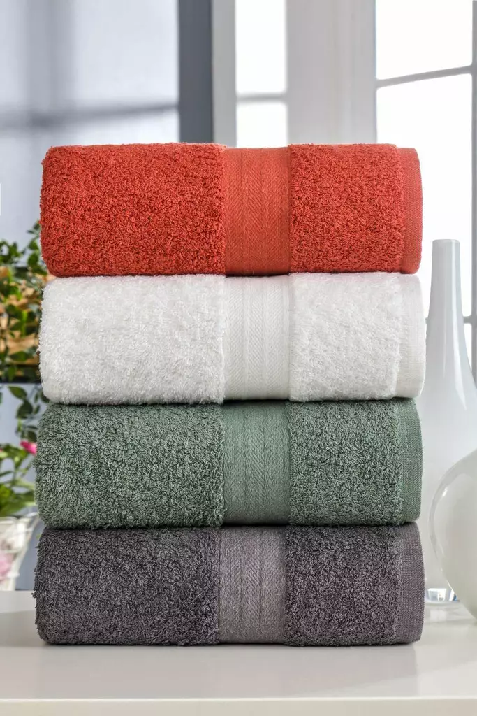 Handdukset Mijölnir Vit Grön Antracit Orange 100% Bomull 50x85 cm - Handdukar - 8684283617579 - 1