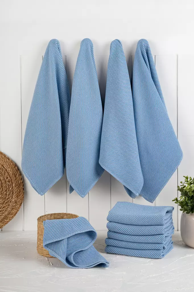 Kökshandduk Set Hermia Eloise Denimblå Bomull Polyester 10 Delar - Kökstextilier - 8684283207459 - 1