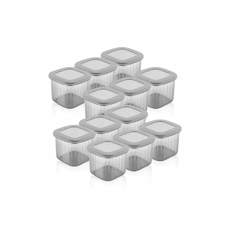 Förvaringslåda Set Hermia Antracit Plast 12 Delar - Matlådor och matförvaringsbehållare - 8684282831709 - 1