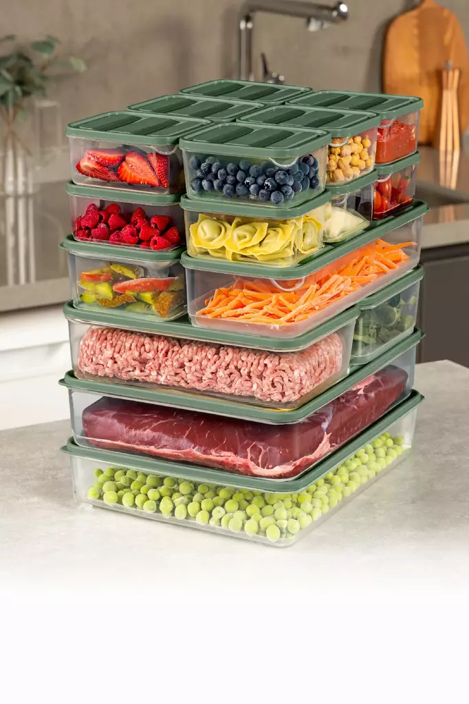 Förvaringslåda Set Hermia Grön Plast 18 Delar - Matlådor och matförvaringsbehållare - 8684283210459 - 1