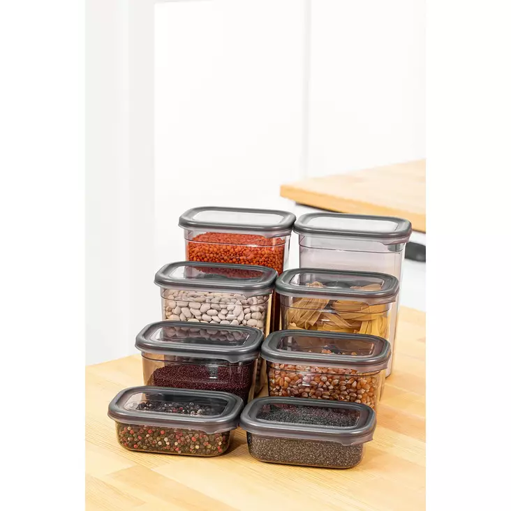 Förvaringslåda Set Hermia Antracit Plast 8 Delar - Matlådor och matförvaringsbehållare - 8683742868859 - 1