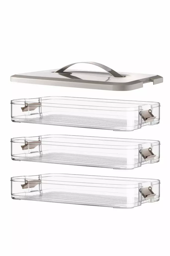 Förvaringslåda Set Hermia Grå Plast 3 Delar - Matlådor och matförvaringsbehållare - 8684283832309 - 1