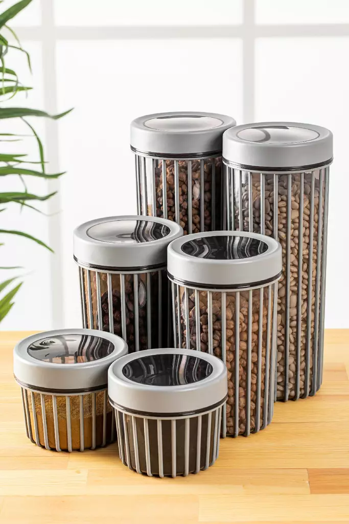 Förvaringslåda Set Hermia Grå Plast 6 Delar - Matlådor och matförvaringsbehållare - 8683742868569 - 1