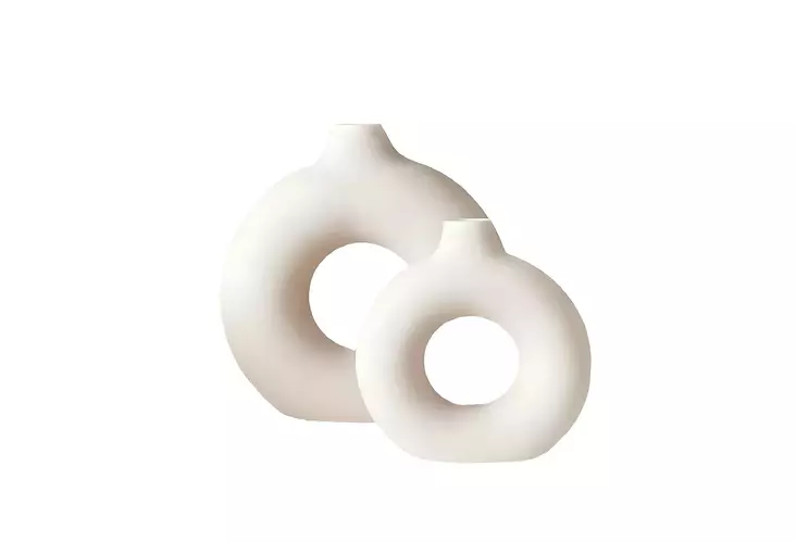 Vas Aberto Design Iskandinav Halka Cream Keramik 15x4x20 cm 15x4x16 cm - Hängande blomkrukor och vaser - 8684282698319 - 1