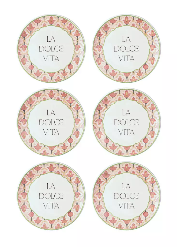 Assietter Set Hermia Rosa Keramik 6 Delar - Tallrikar - 8684283616459 - 1