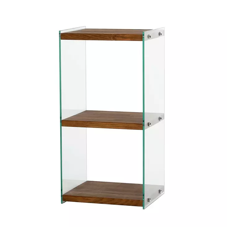 Bokhylla Hanah Home Aqua 2 Natur Härdat Glas Massivt Trä 40x80x35 cm - Bokhyllor - 8684282402459 - 1
