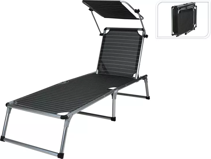 Hopfällbar campingsäng med soltak 195 x 59 x 30 cm - Hushållsprodukter - 8720573936309 - 1
