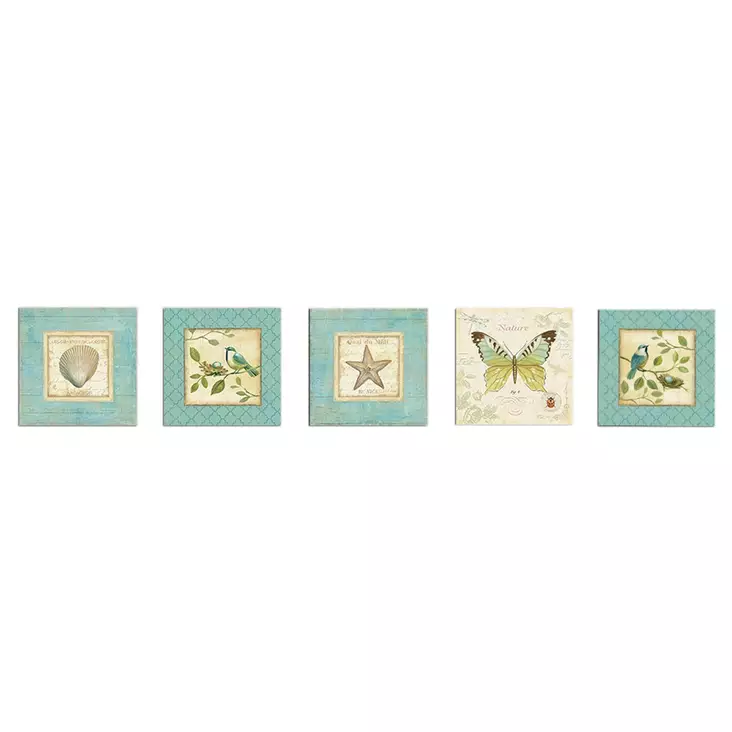 MDF-tavla Wallity Blå Cream Grön MDF 15x15 cm 5 Delar - Tavlor och ramar - 8681875145649 - 1